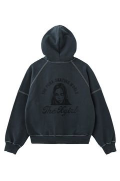 ARCH LOGO AND FACE HOODED SWEAT JACKET /  チャコール