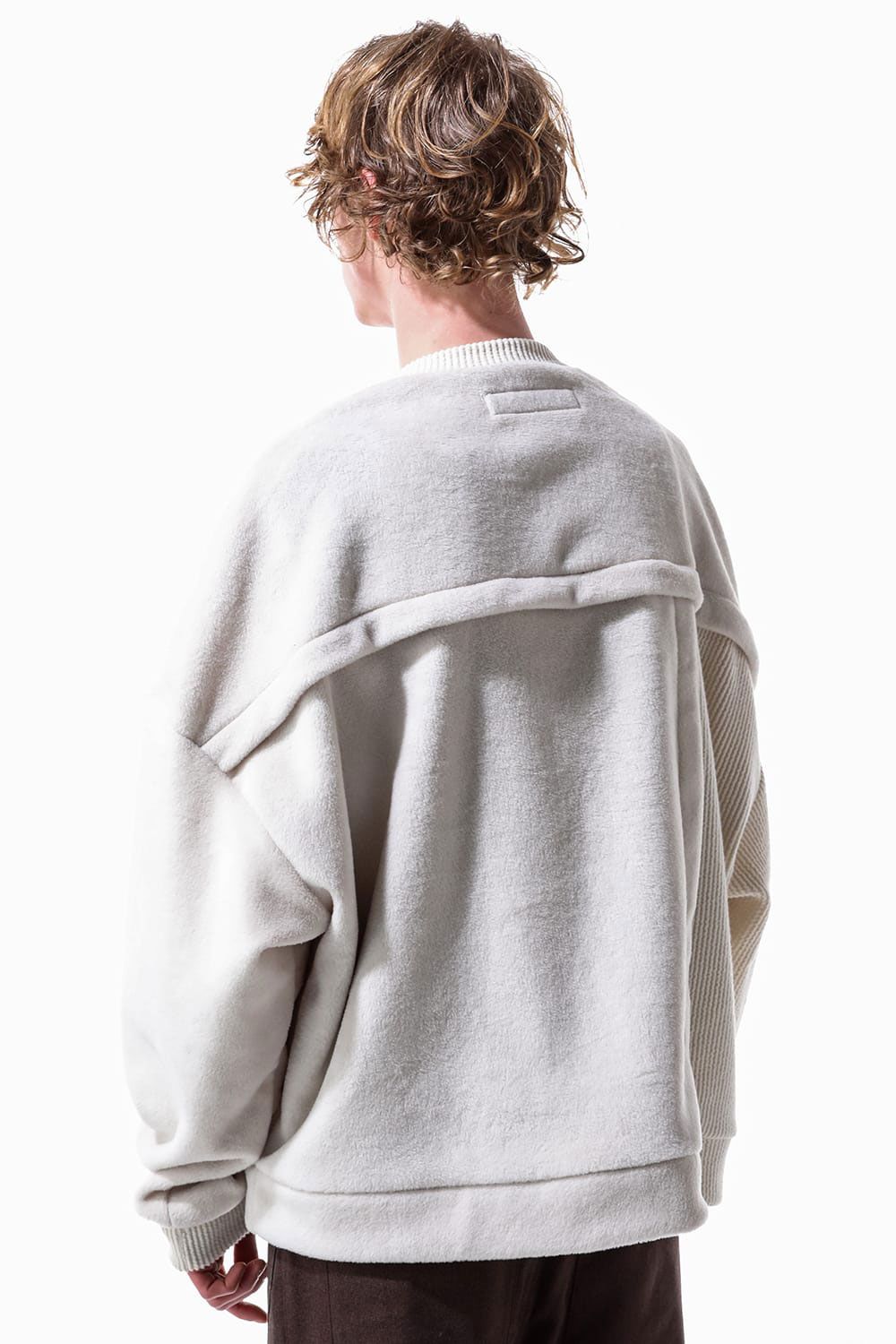 ニットコーデュロイ×フリーストップ / Knit Corduroy Combi Fleece Top / アイボリー / ag-10086