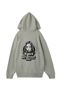 [ラスト1点 サイズM] MESSAGE AND FACE ZIP UP SWEAT HOODIE / アッシュ