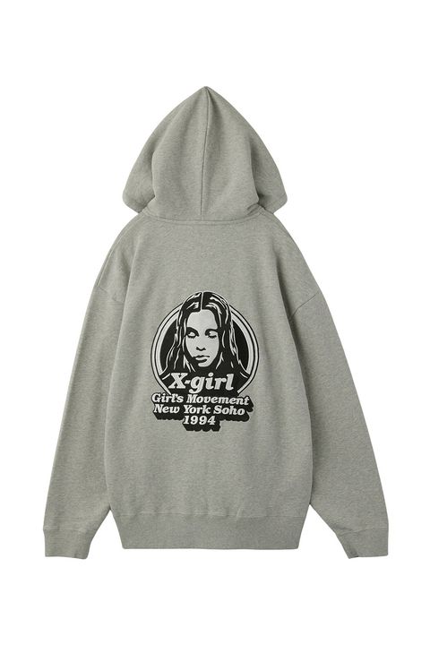 [ラスト1点 サイズM] MESSAGE AND FACE ZIP UP SWEAT HOODIE / アッシュ