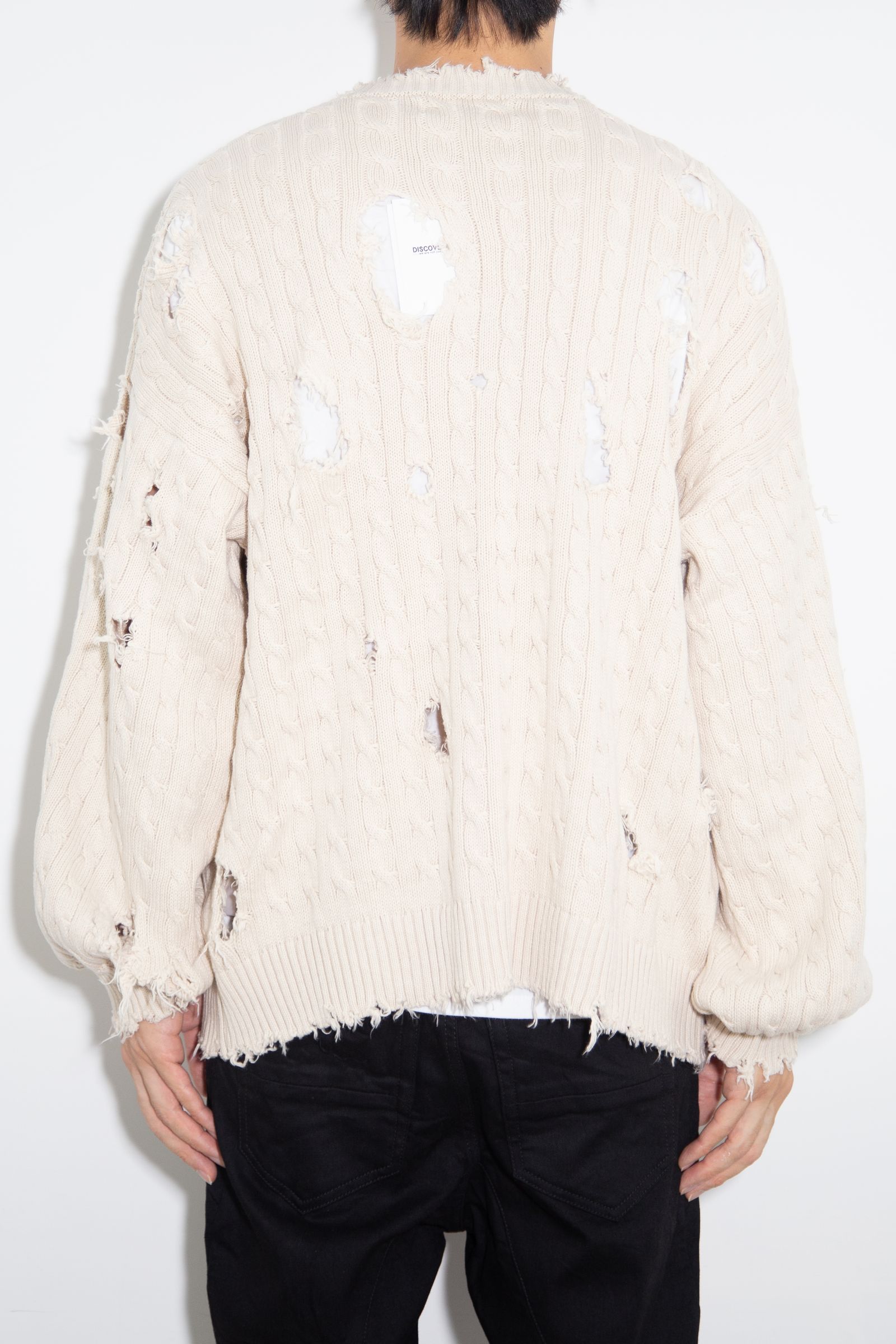 CABLE DAMAGE KNIT / アイボリー