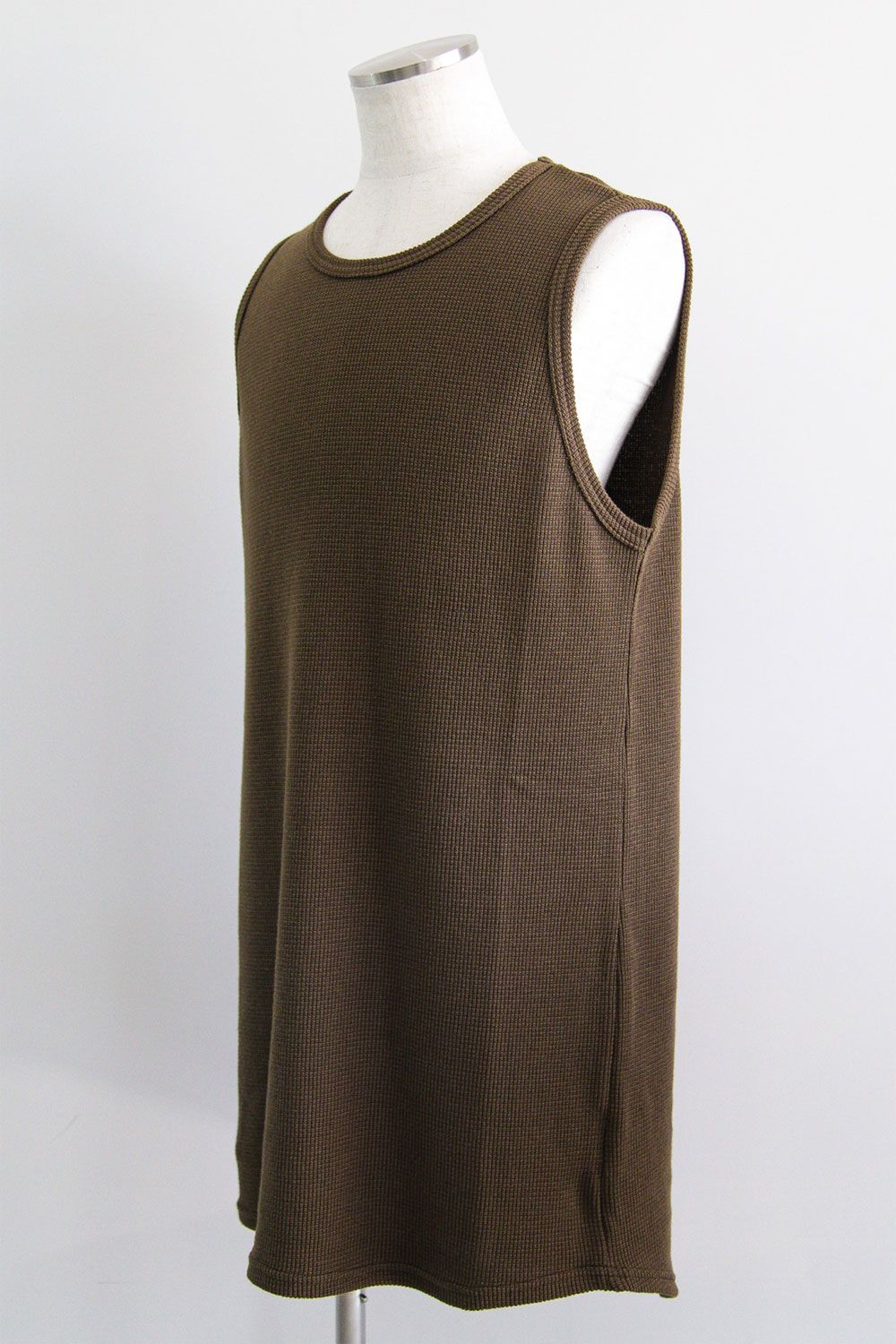 [ラスト1点 サイズ1] ロング丈ワッフルタンクトップ / Long Length Tank Top / オリーブ / ag-10096-2