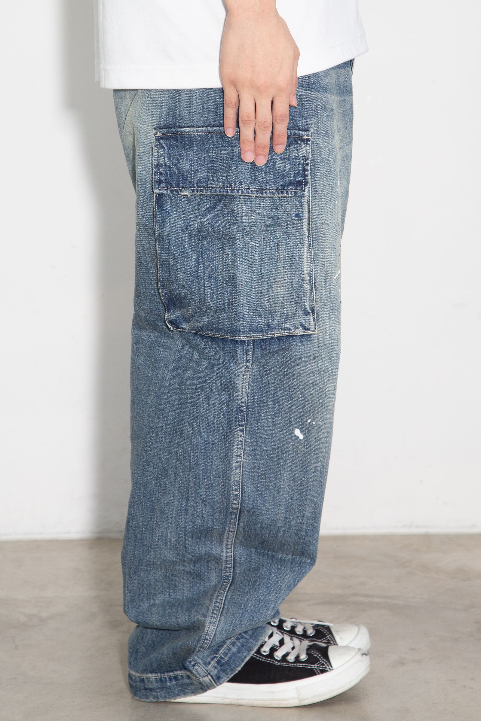DENIM CARGO PANTS / ブルー