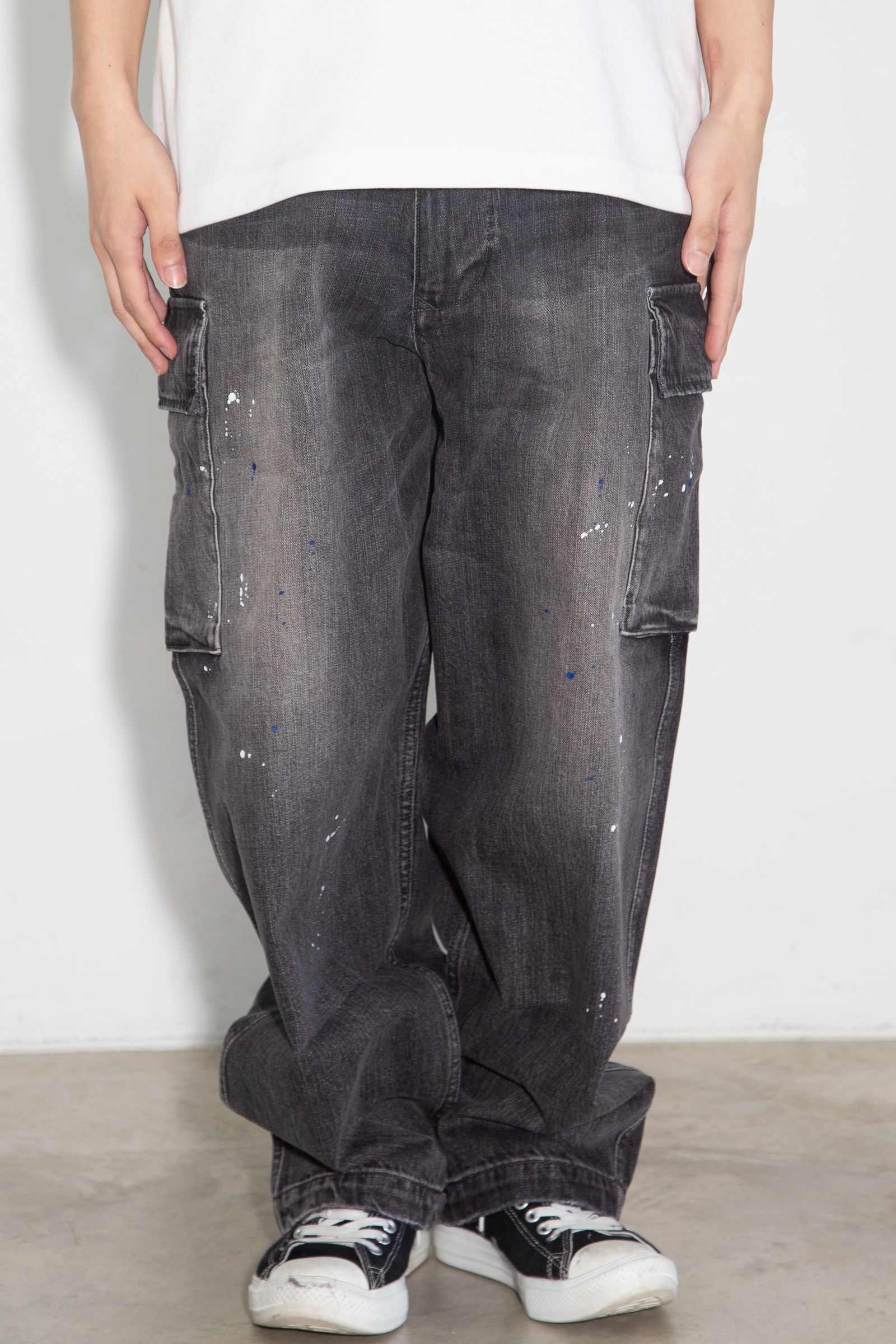 DENIM CARGO PANTS / ブラック