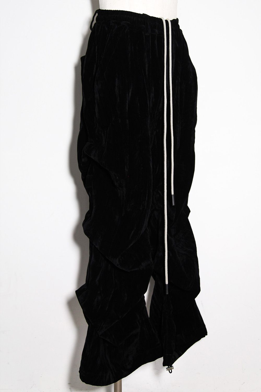 ベロアタックワイドパンツ / TUCK WIDE PANTS / ブラック / ag-12035-1