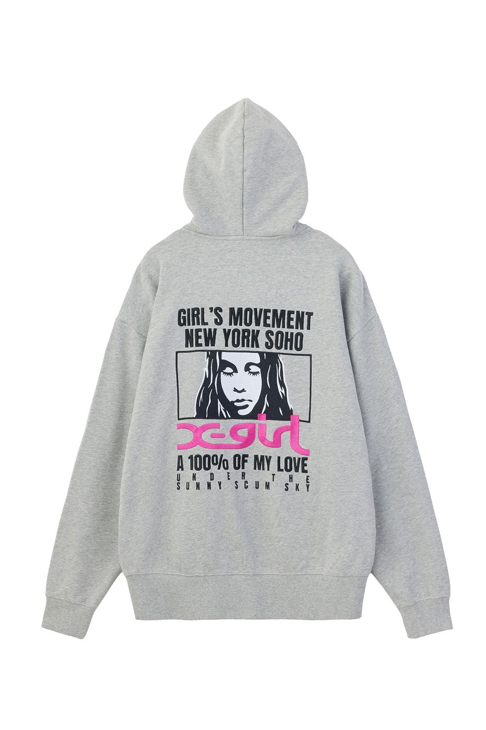 FACE BOX AND MESSAGE ZIP UP SWEAT HOODIE / アッシュ