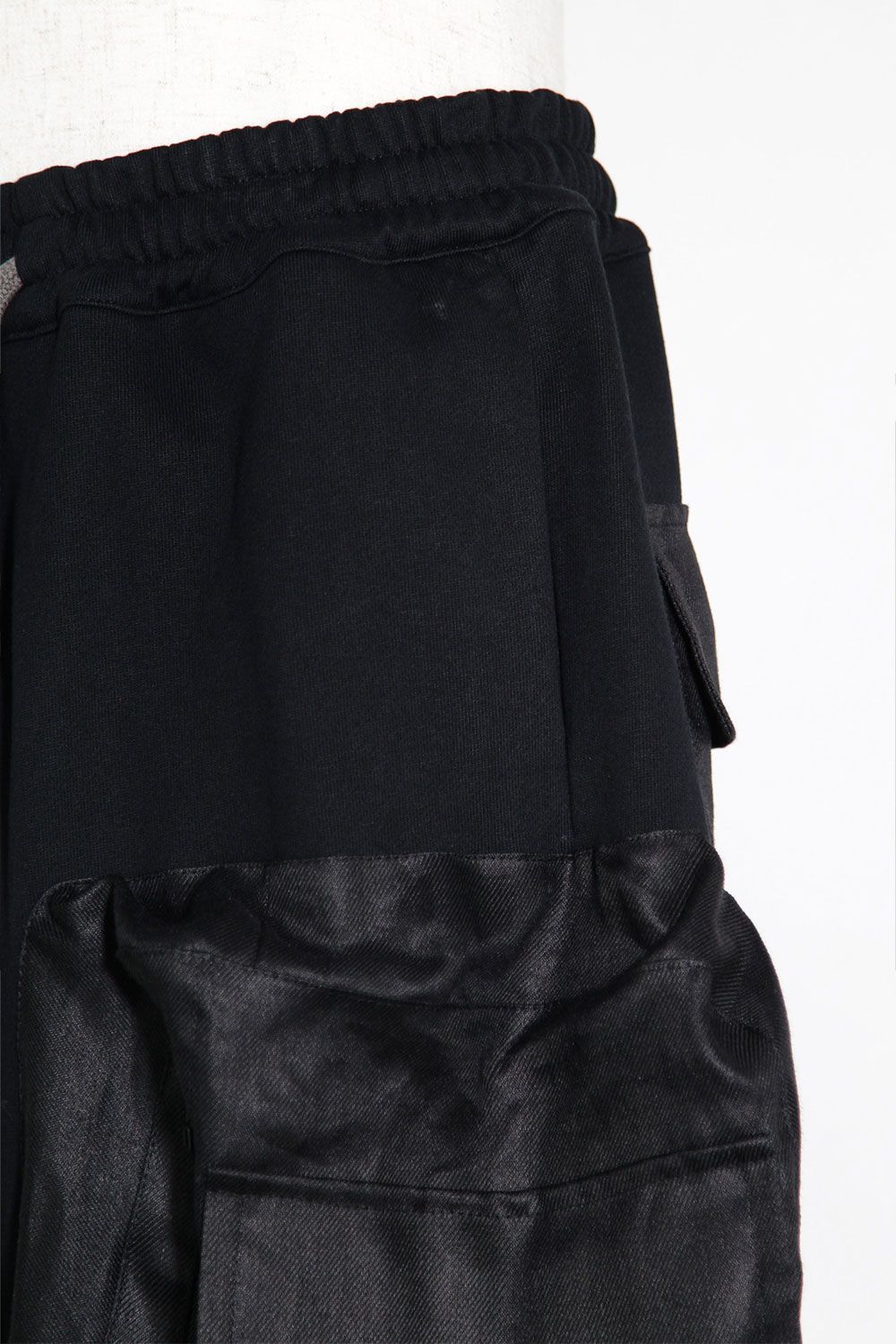 コットンリネンコンビスウェットショーツ / Linen Combi Sweat Shorts / ブラック / ag-9054