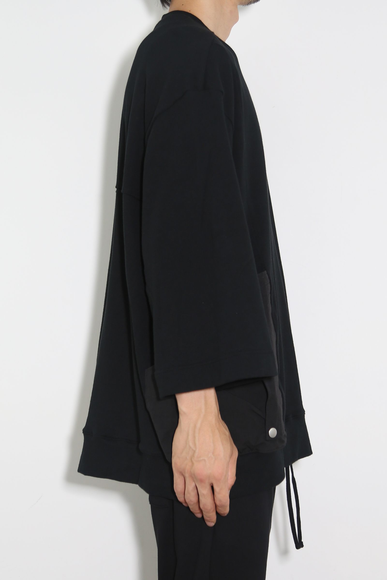 Nylon Combi Sweat Top / ブラック