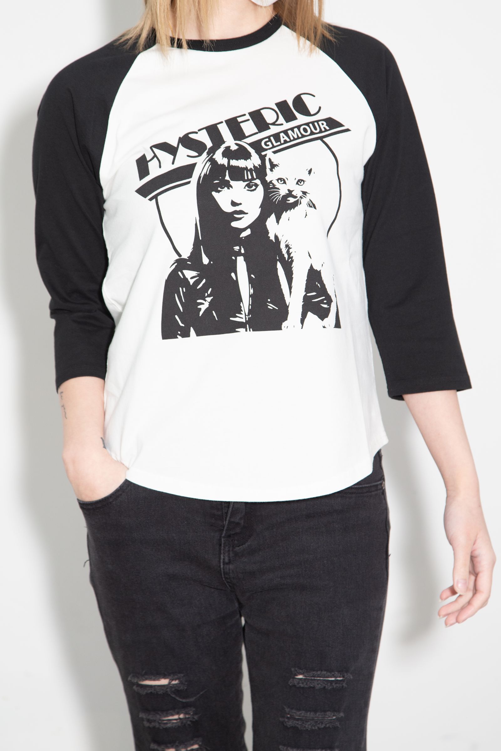 HYSTERIC WOMAN CAT 七分袖Tシャツ / ホワイト