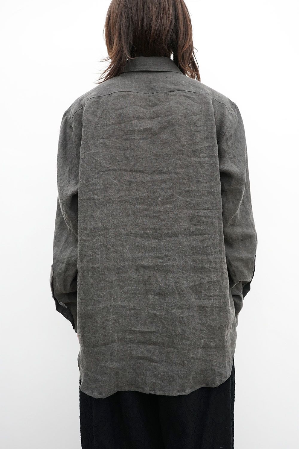 Pigment-Dyed Washed Dress Shirt / チャコール
