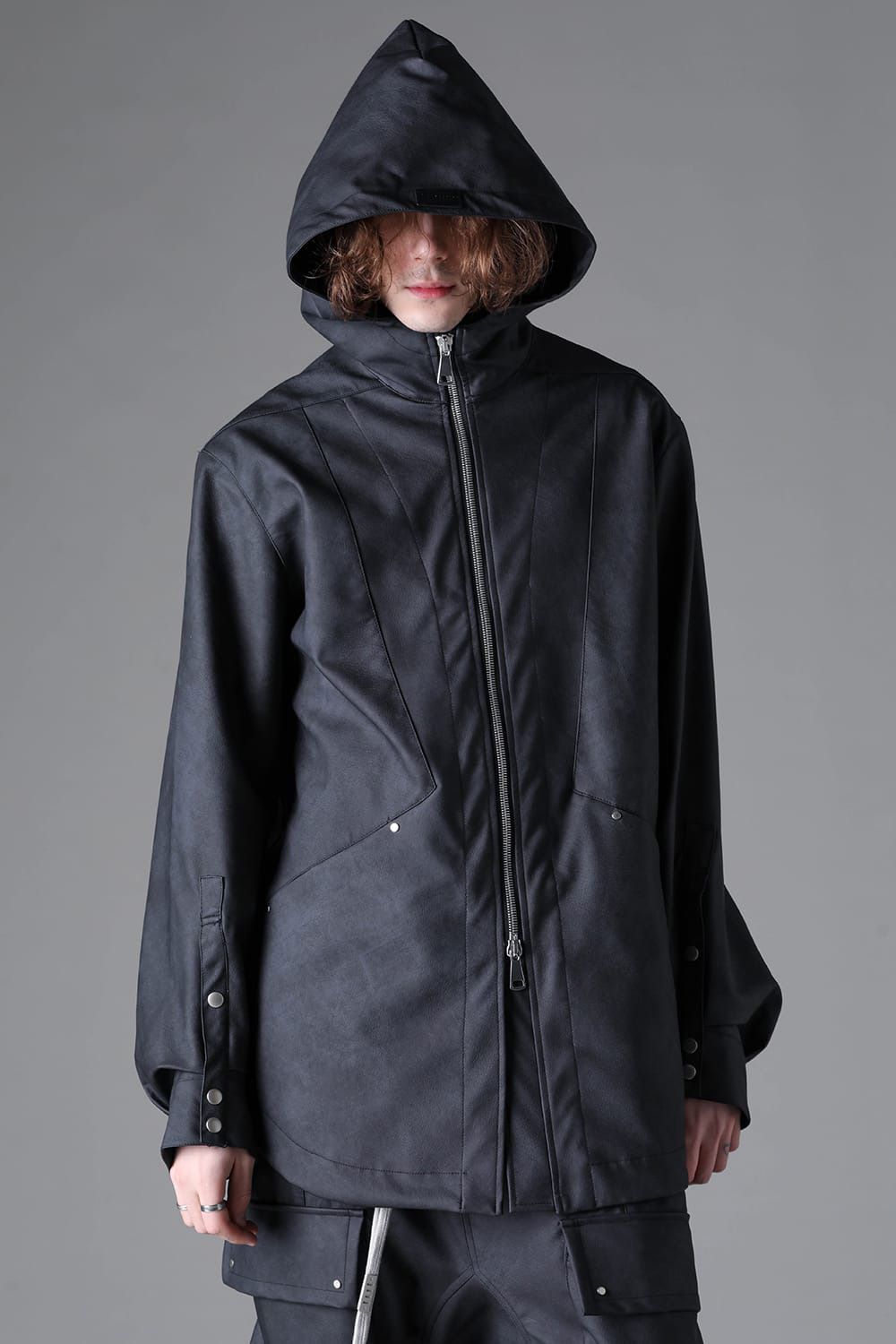 Vegan Leather Hoodie Blouson