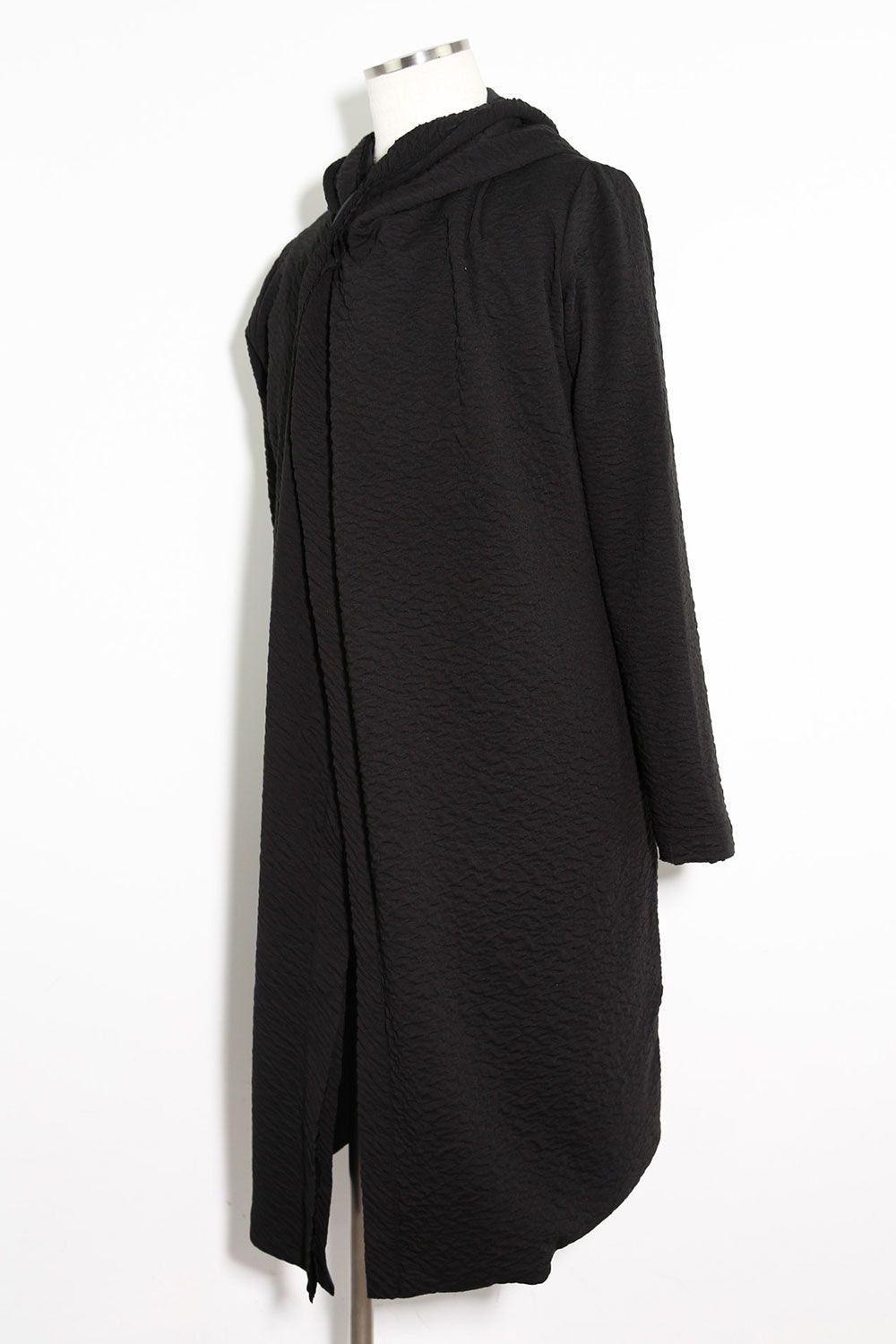 LONG CARDIGAN 223-304 / シボ加工ロングカーディガン / ブラック