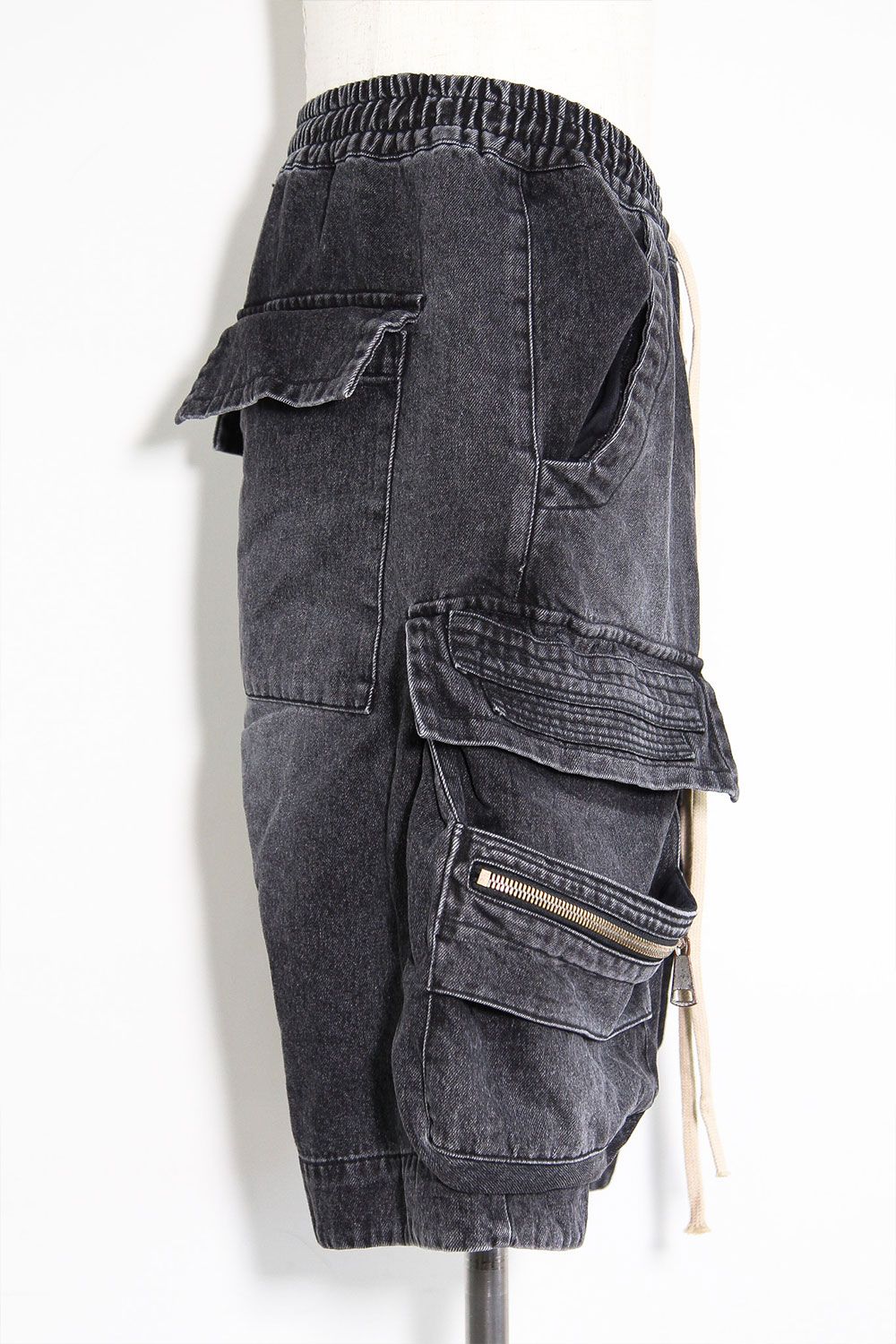 ヴィンテージデニムサルエルショーツ / VintageDenim Millitary Shorts / ブラック / ag-8014-3