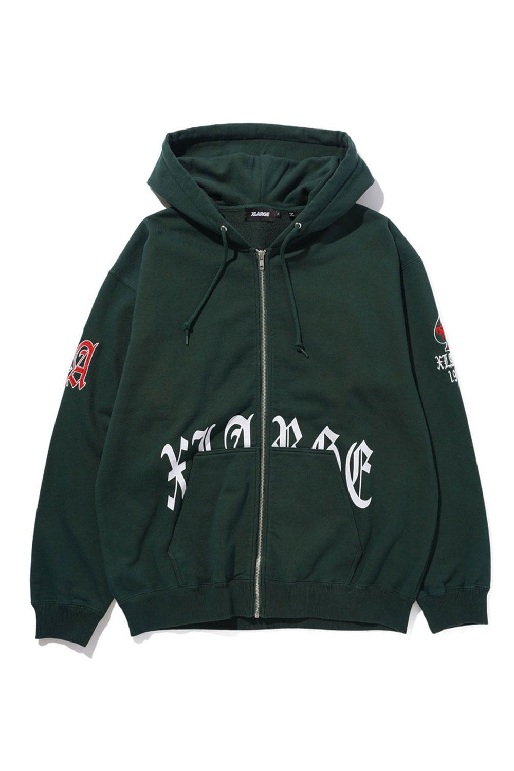 XLARGE - OLD ENGLISH LOGO ZIP HOODED SWEATSHIRT / グリーン | Tempt