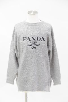 ［ラスト1点］PANDA MANIA刺繍 セーター / グレー