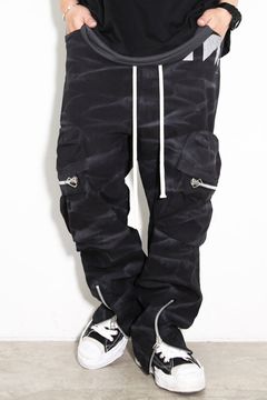 ヴィンテージ染めワイドカーゴパンツ / Vintage Dyed Pocket Long Pants / ブラック