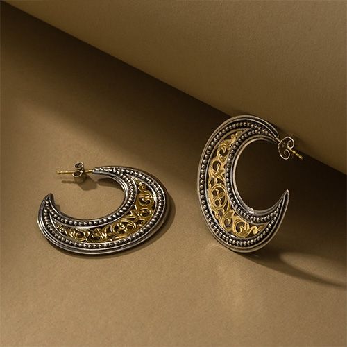 Garden Shadows Medium Hoop Earrings / GA018