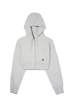 [ラスト1点 サイズS] FACE COMPACT ZIP UP HOODIE / アッシュ