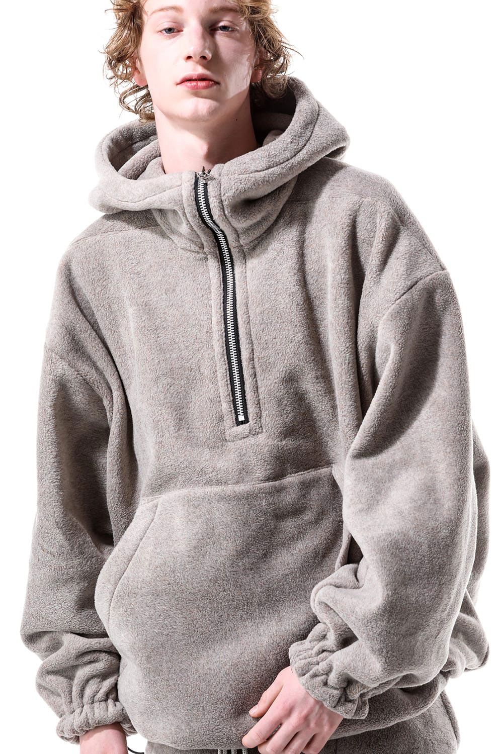 フリースハーフジップフーディー / Fleece Hoodie / ベージュ / ag-10085-1