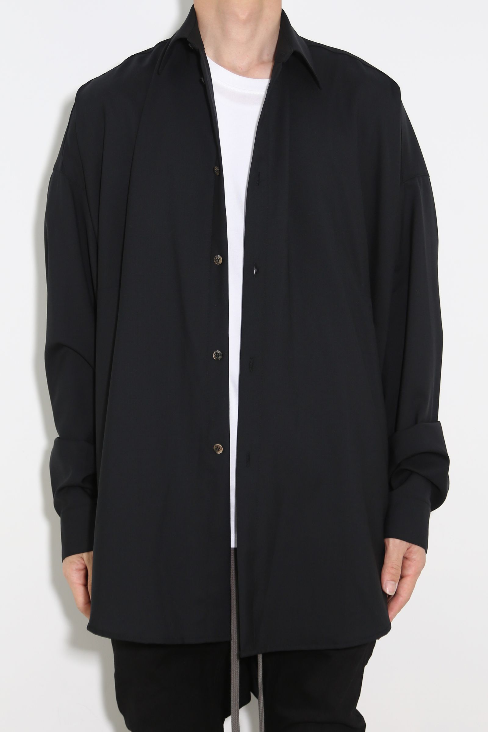 トロピカルウールコクーンシャツ / TROPICAL WOOL COCOON SHIRTS / ブラック