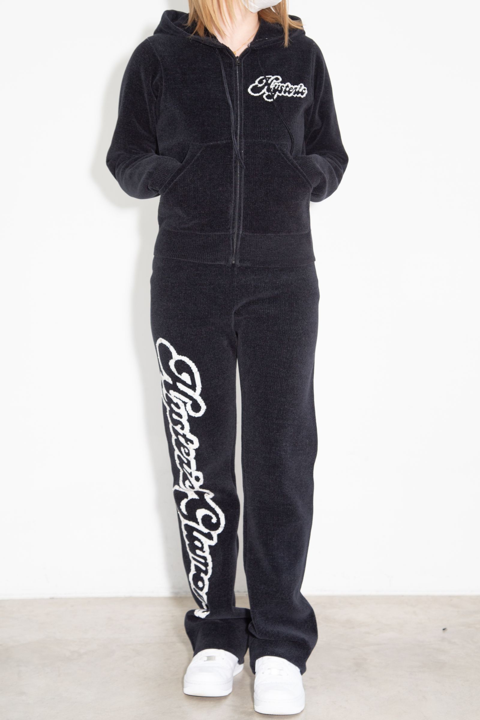 【セットアップ】HYSTERIC GIRL編込 パーカー・HYSTERIC GLAMOUR編込 フレアパンツ / ブラック