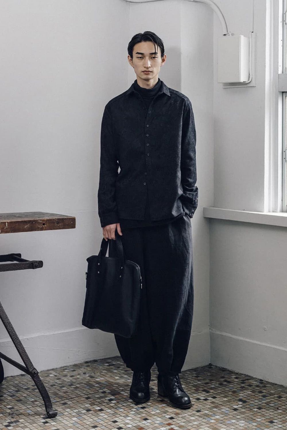 Linen Tucked Hem Wide Easy Pants