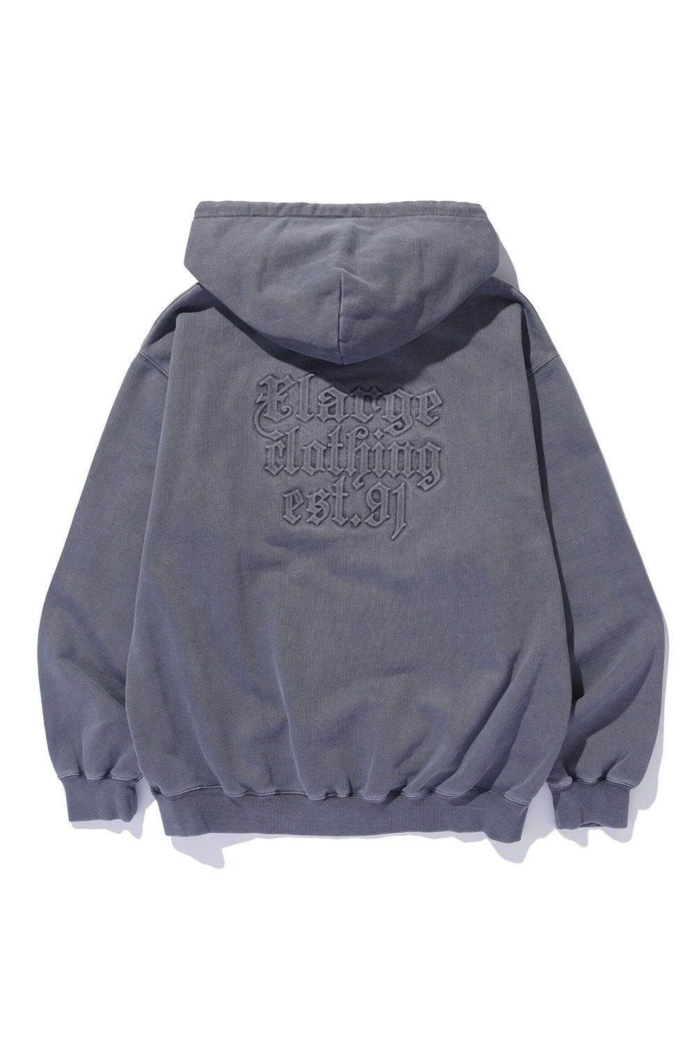 PIGMENT EMBOSSED ZIP HOODED SWEATSHIRT / チャコール