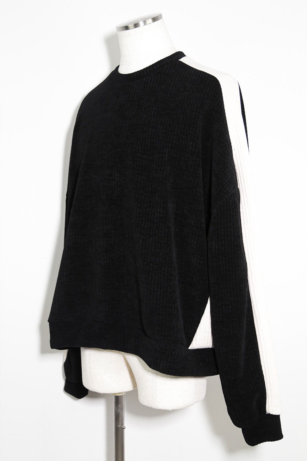 モーデュロイニットトップ / Morduroy Knit Top / ブラック×アイボリー / ag-10091