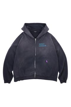 MS Homme Logo Embroidery Zip Up Hoodie / ブラック