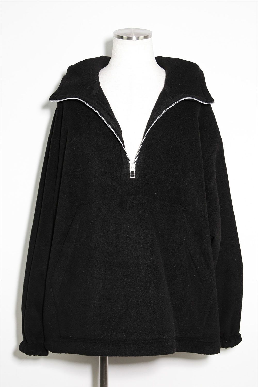 フリースハーフジップフーディー / Fleece Hoodie / ブラック / ag-10085-1