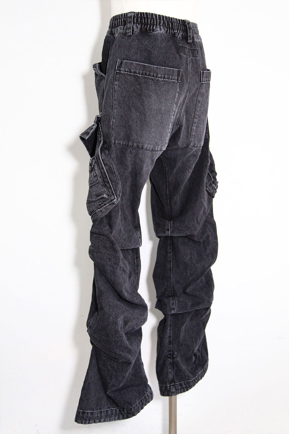 デニムカーゴタックバギーパンツ / Denim Cargo Tuck Baggy Pants / ブラック / ag-11018-3