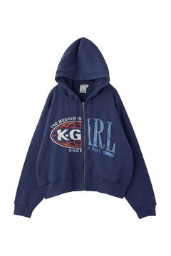 ［ラスト1点 サイズM］PANELED GRAPHIC ZIP UP SWEAT HOODIE / ネイビー