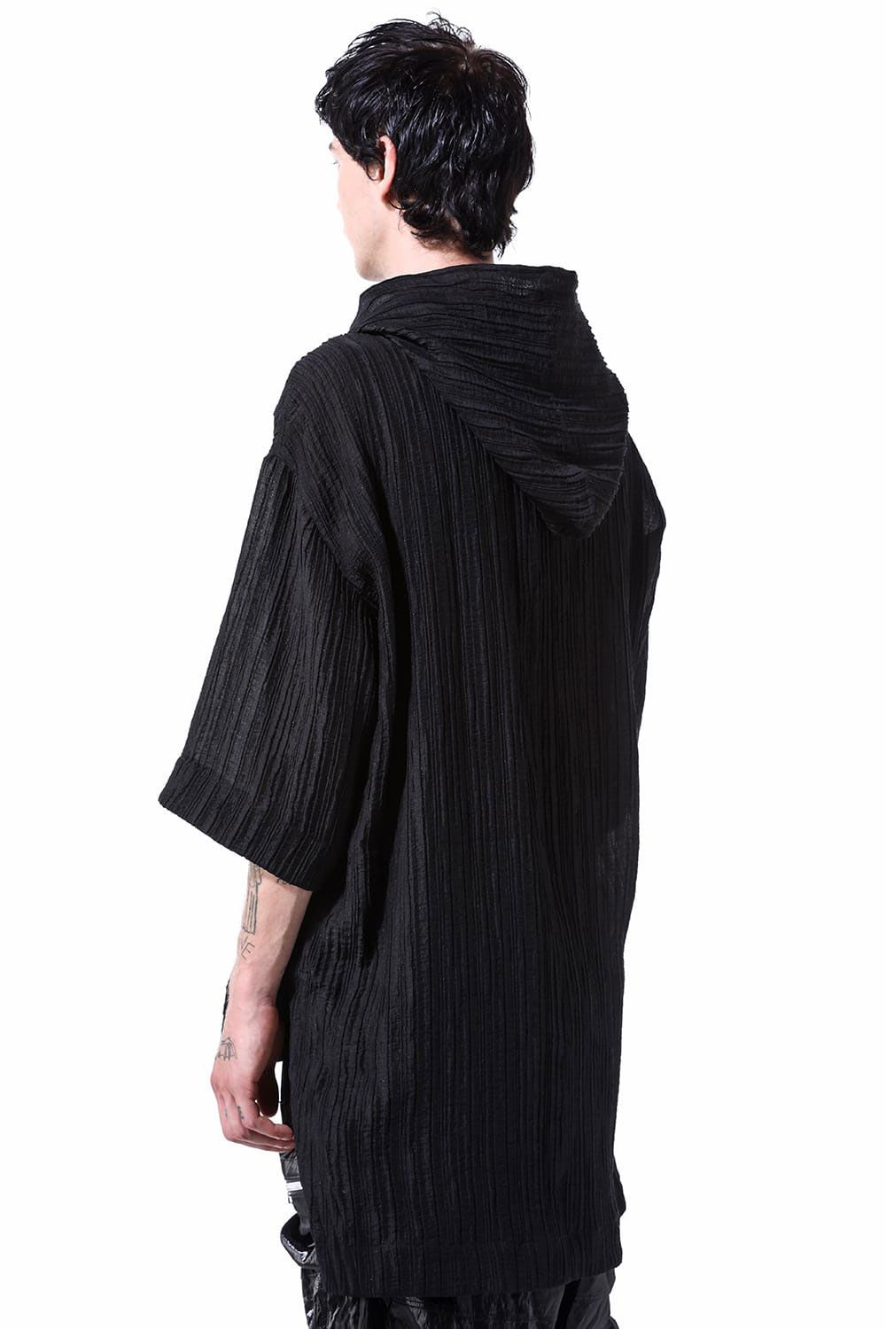 シアー楊柳シャツフーディー / Sheer Yo-Ryu Hoodie Shirts / ブラック / ag-11067