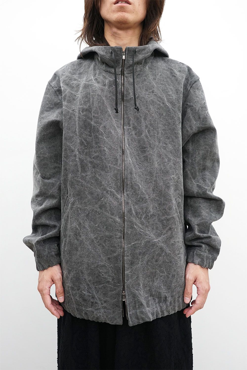 Woven Zip-Up Hoodie / チャコール