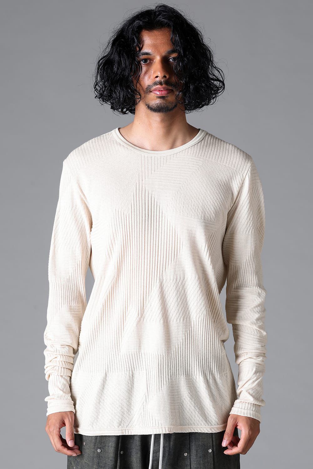 A.F ARTEFACT グレー　ニット A.F ARTEFACT LAYERED SLEEVE TOP / COPE KNIT JERSEY (LIGHT