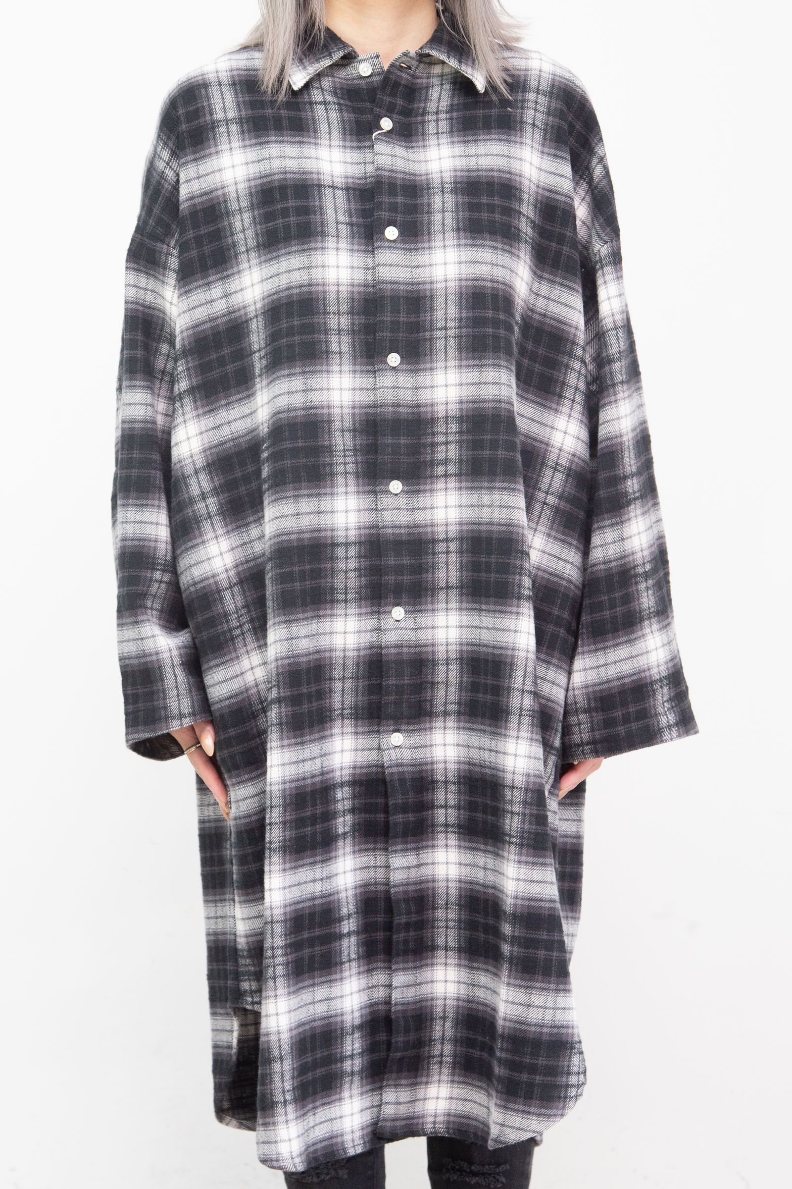 FM MONDO RADIO チェックシャツワンピース / ブラック