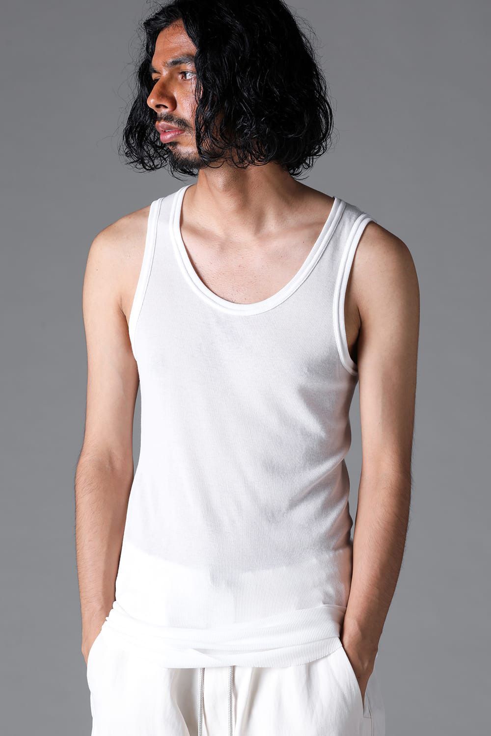 A.F ARTEFACT - ラウンドリブタンクトップ / RIB TANK / ホワイト / ag