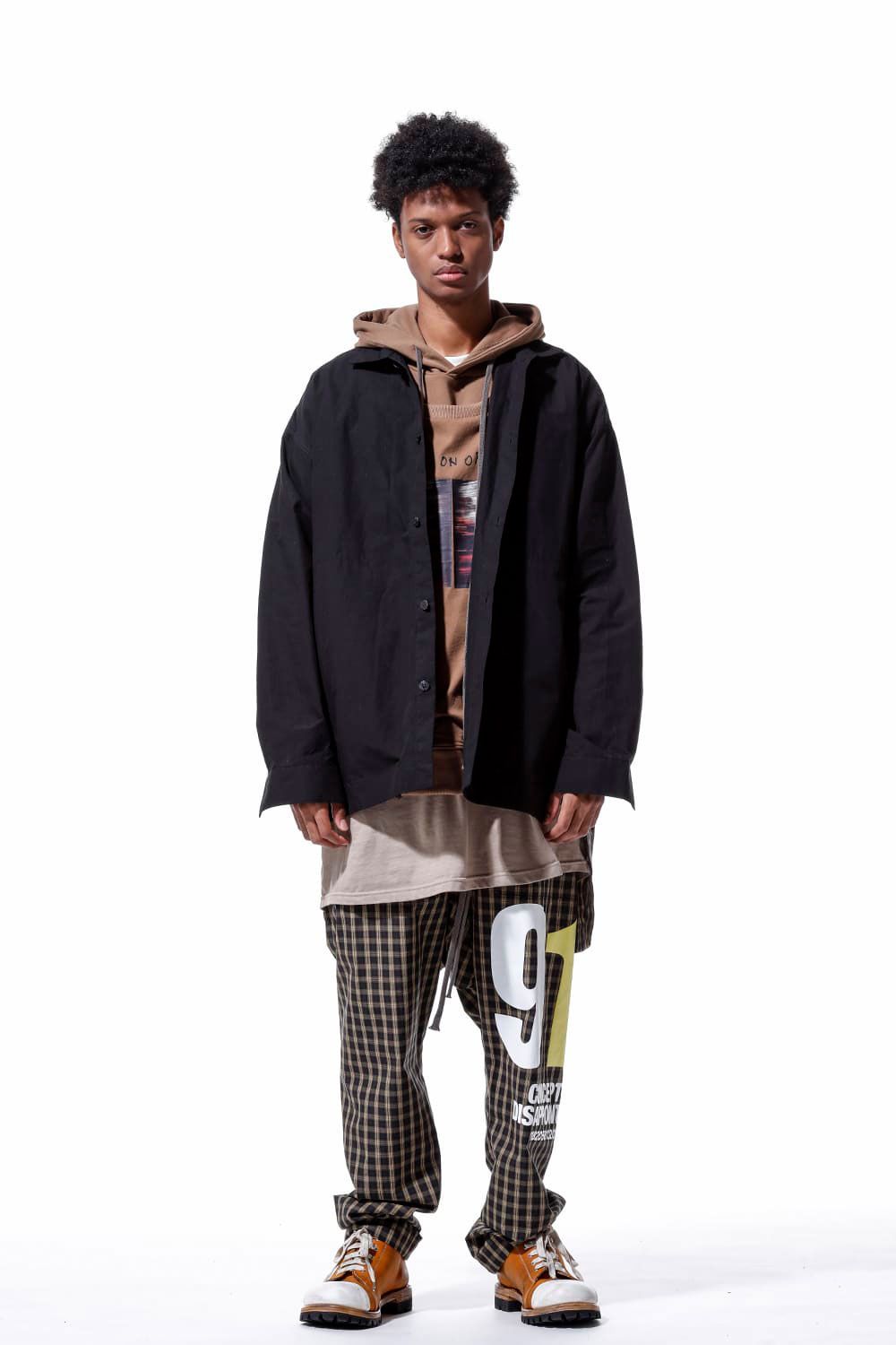 チェックフロントジップサルエルイージーパンツ / Check Front Zip Sarouel Easy Pants / イエロー