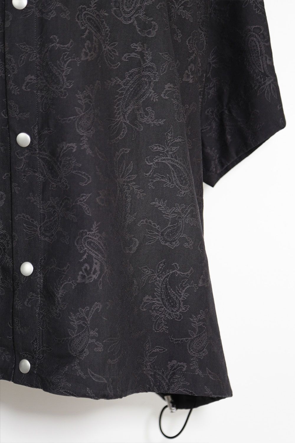 ペイズリー柄ハーフスリーブシャツ / Paisley Front Zip Harf Sleeve Shirts / ブラック / ag-9060-1