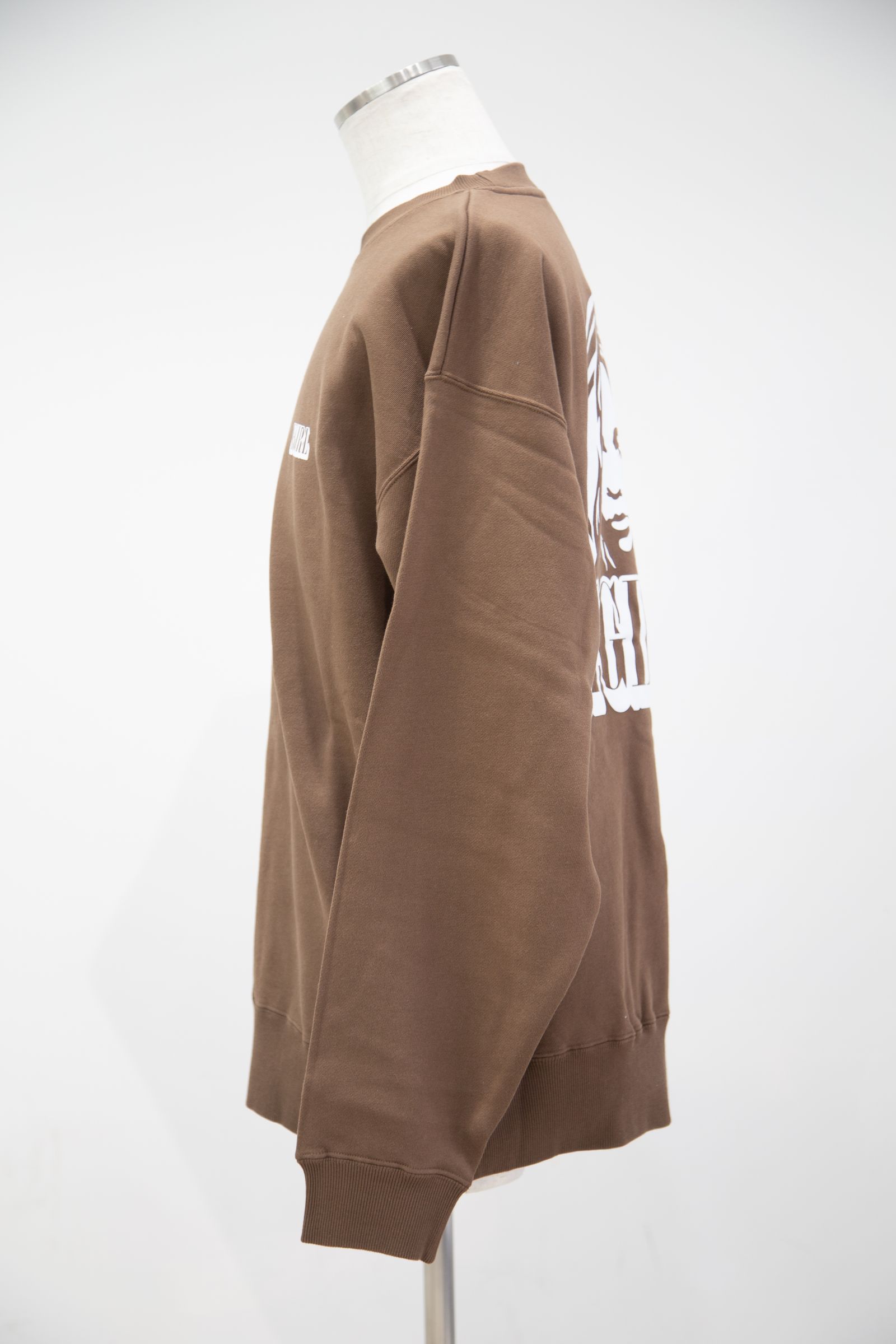 CIRCLE BACKGROUND FACE LOGO BIG SWEAT TOP / ブラウン
