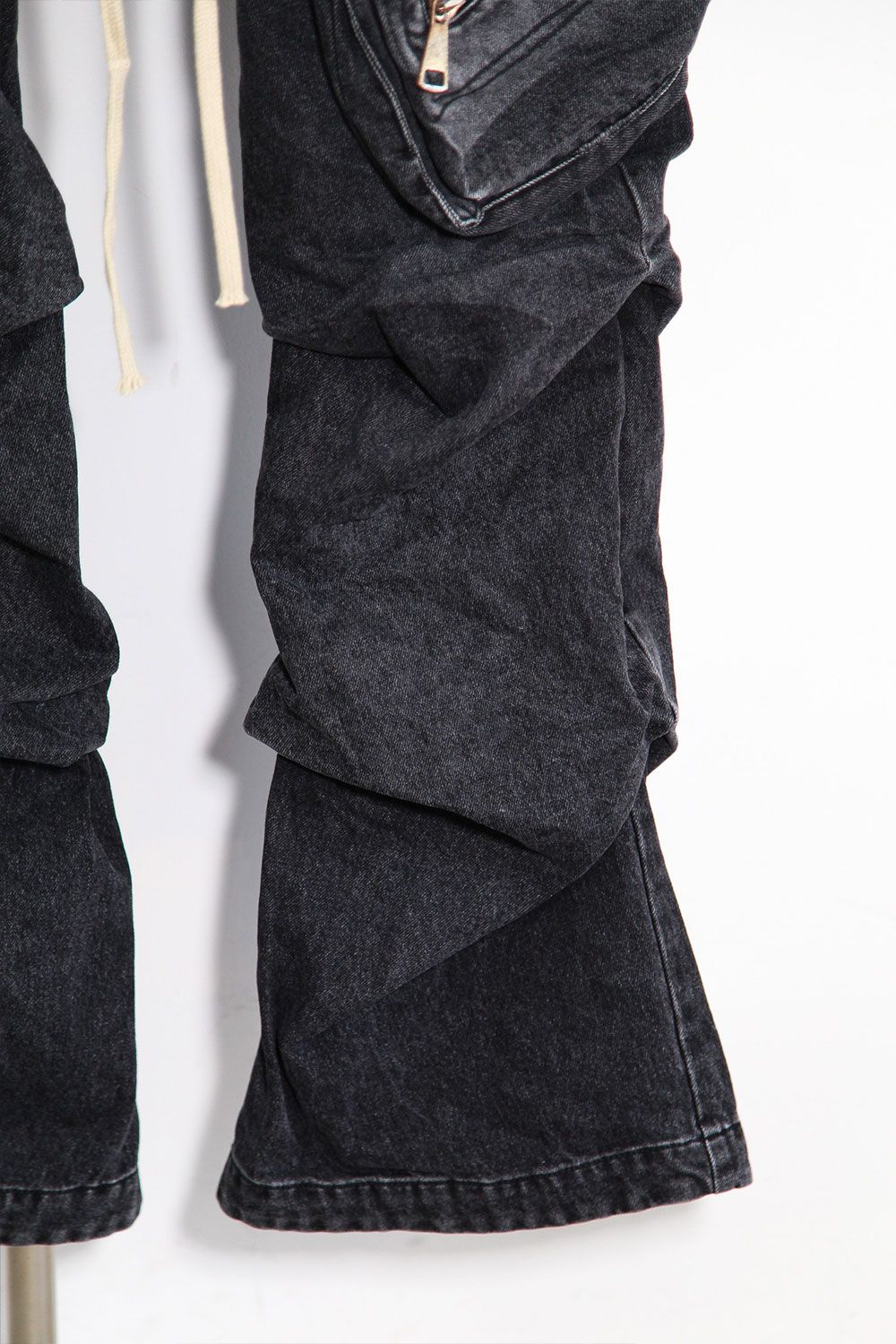 デニムカーゴタックバギーパンツ / Denim Cargo Tuck Baggy Pants / ブラック / ag-11018-3