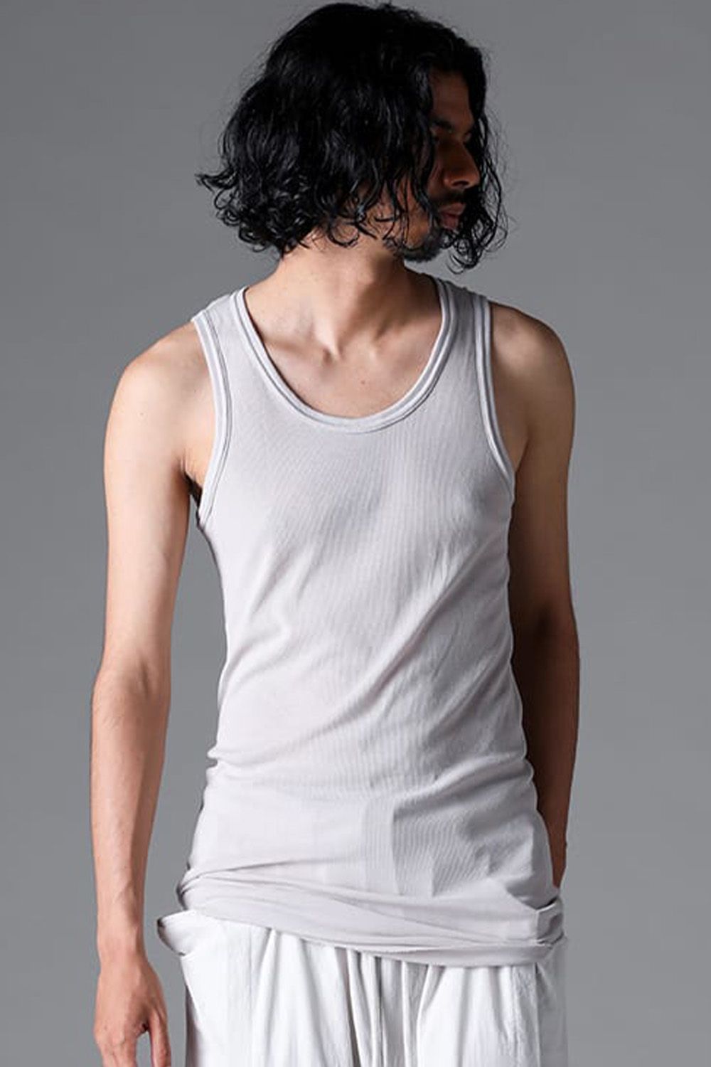 ラウンドリブタンクトップ / RIB TANK / ストーン / ag-1924-1