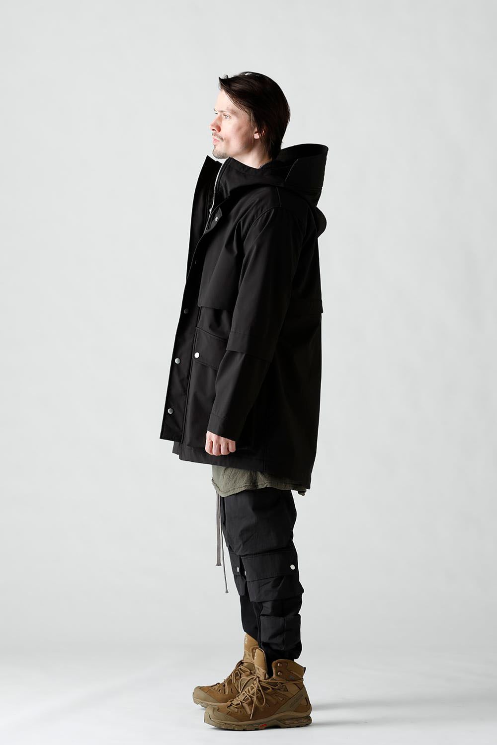 Nylon×Fleece Bonding hoodie Blouson / ブラック