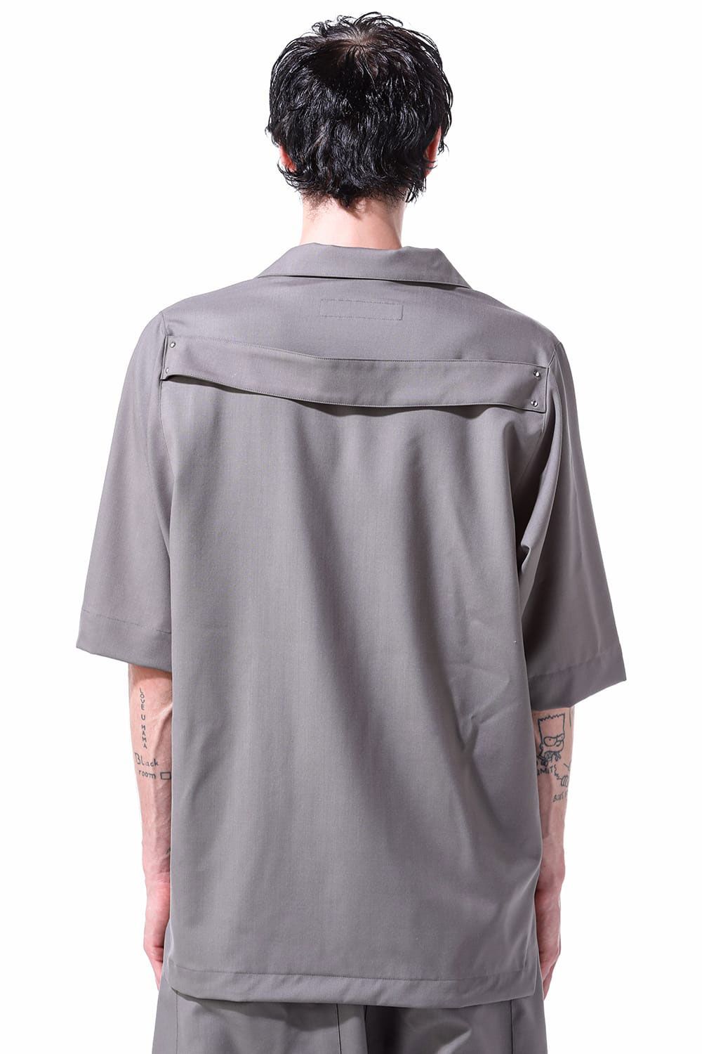 サマーウールハーフスリーブシャツ / Summer Wool Half Sleeve Shirts / ブラック / ag-11040