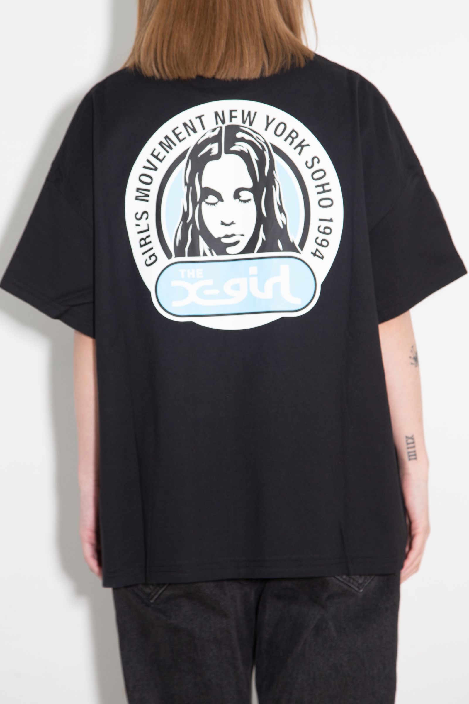 CIRCLE LOGO AND FACE S/S BIG TEE DRESS / ブラック