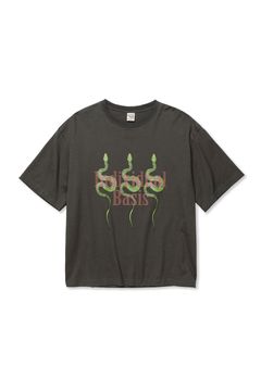 DROP SHOULDER "INDIVIDUAL BASIS" SNAKE LOGO TEE / チャコール