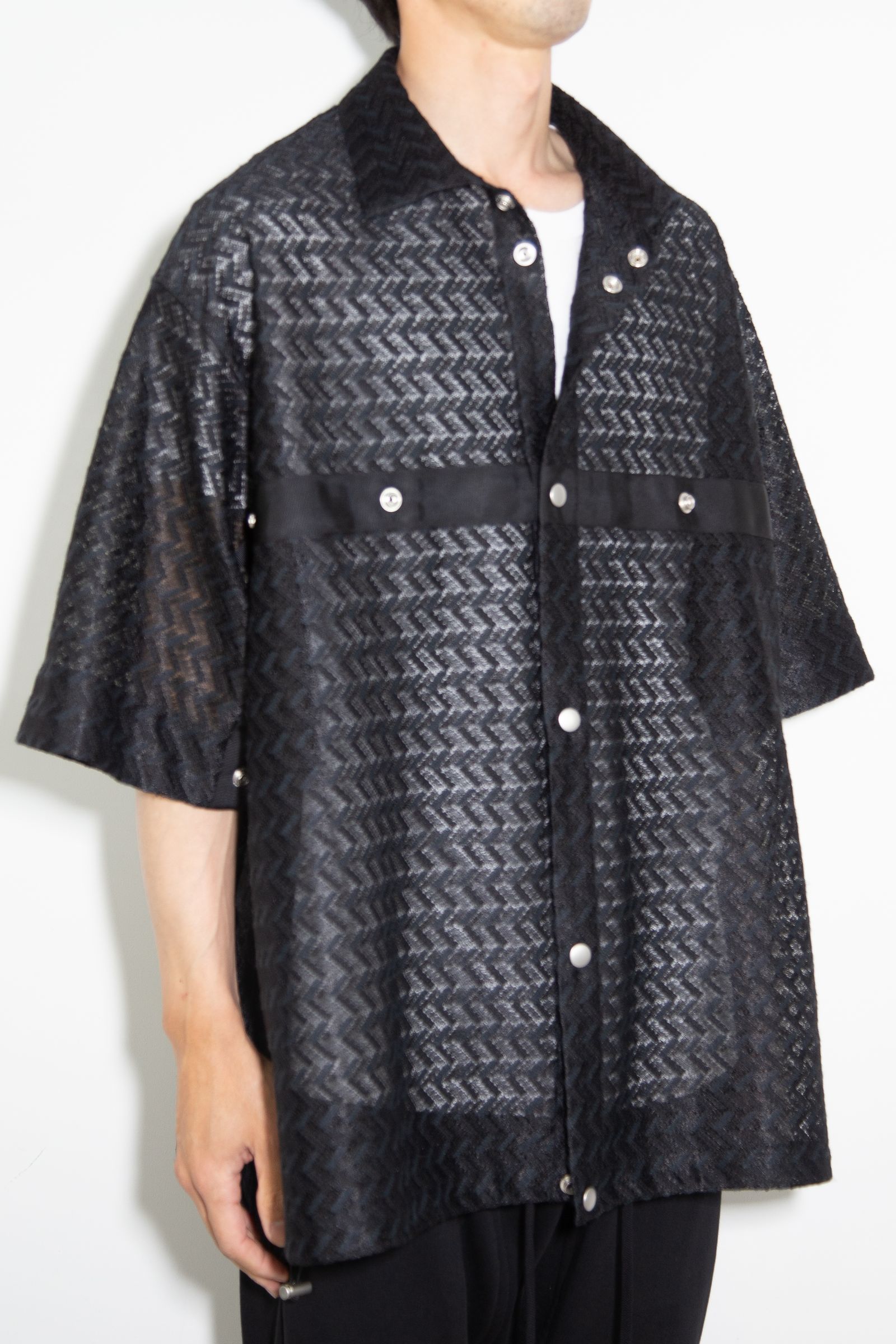 レース編みシャツ / Lace Shirts / ブラック / ag-9096