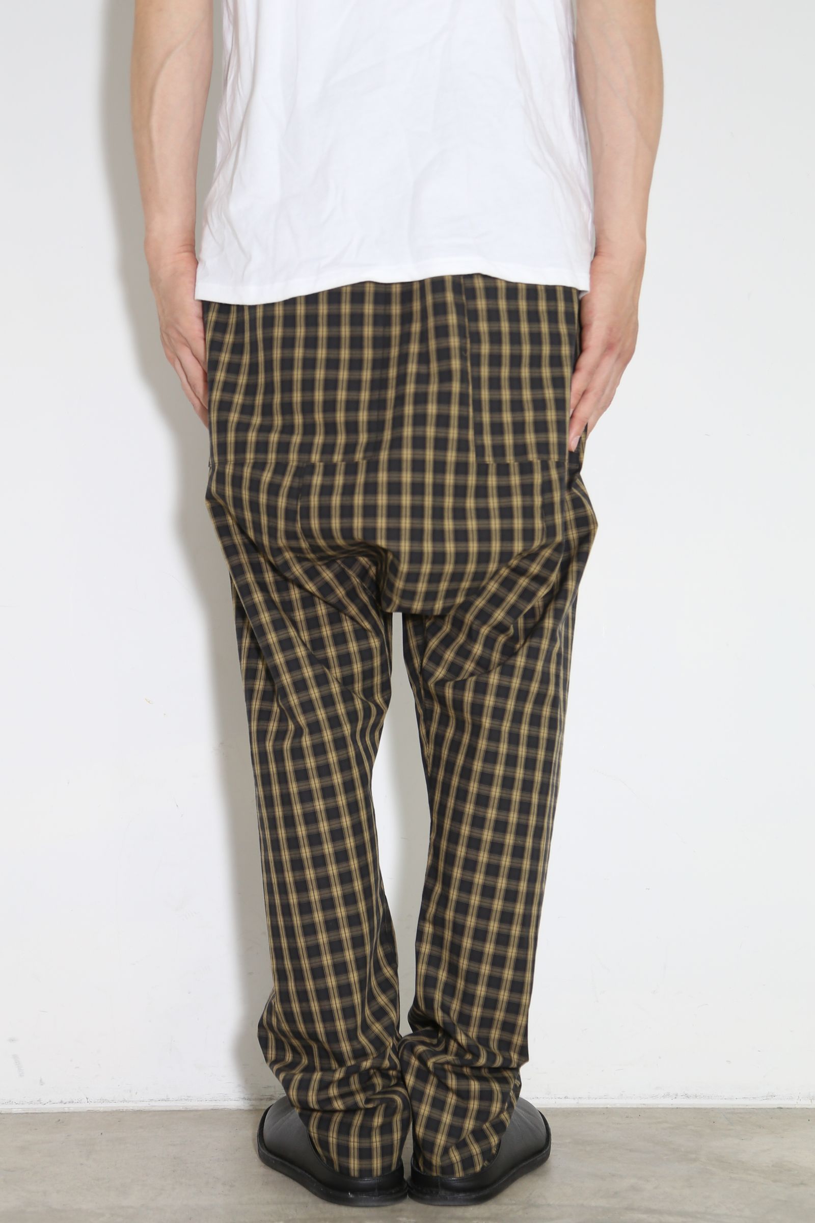 チェックフロントジップサルエルイージーパンツ / Check Front Zip Sarouel Easy Pants / イエロー