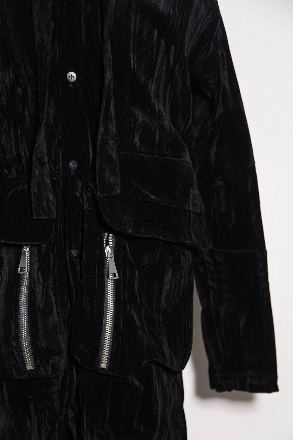 [ラスト1点 サイズ3] ベロアフーディーロングジャケット / HOODED LONG JKT / ブラック / ag-12037