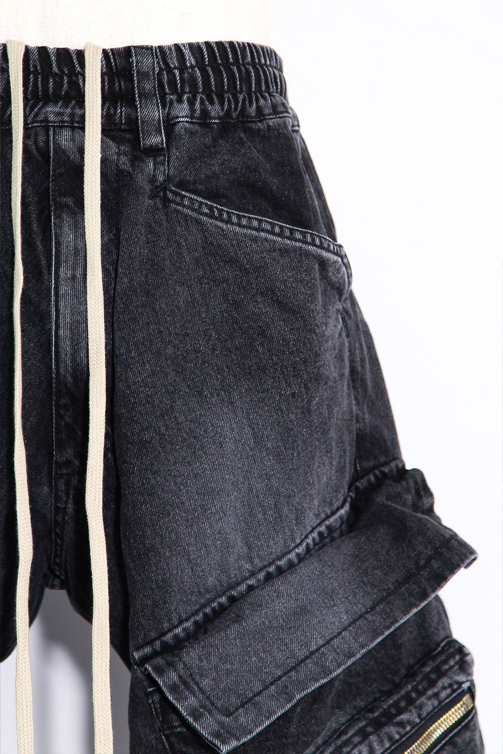 デニムカーゴタックバギーパンツ / Denim Cargo Tuck Baggy Pants / ブラック / ag-11018-3